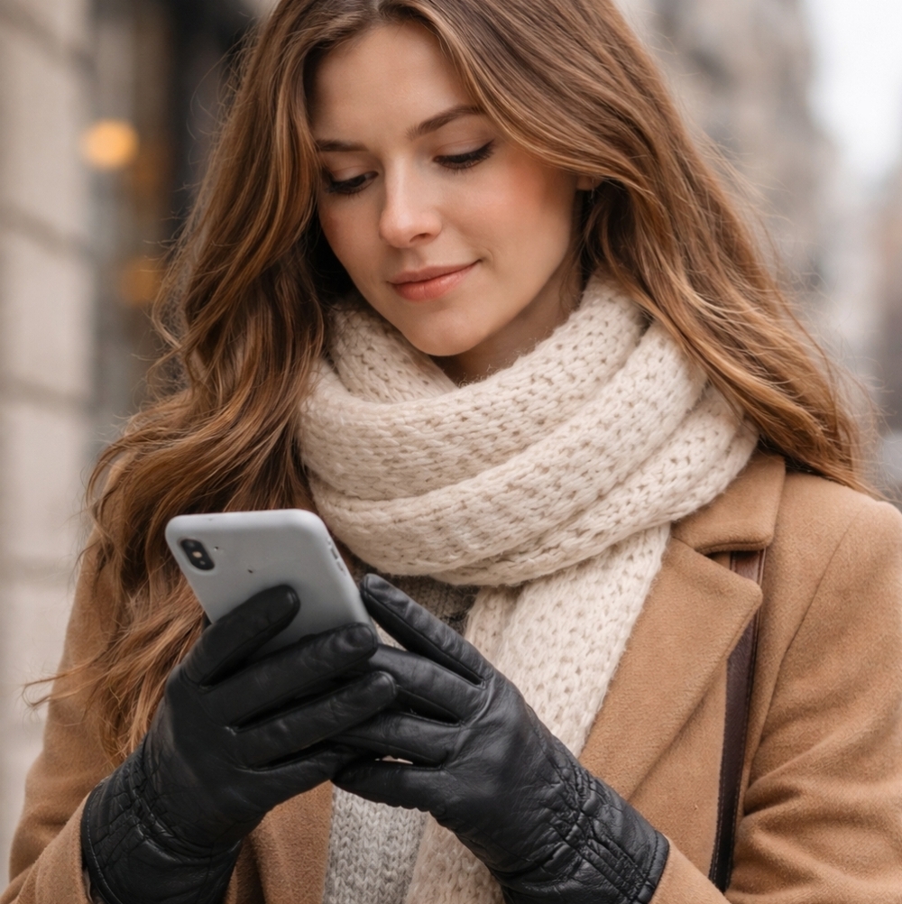 Black Winter Gloves For Texting